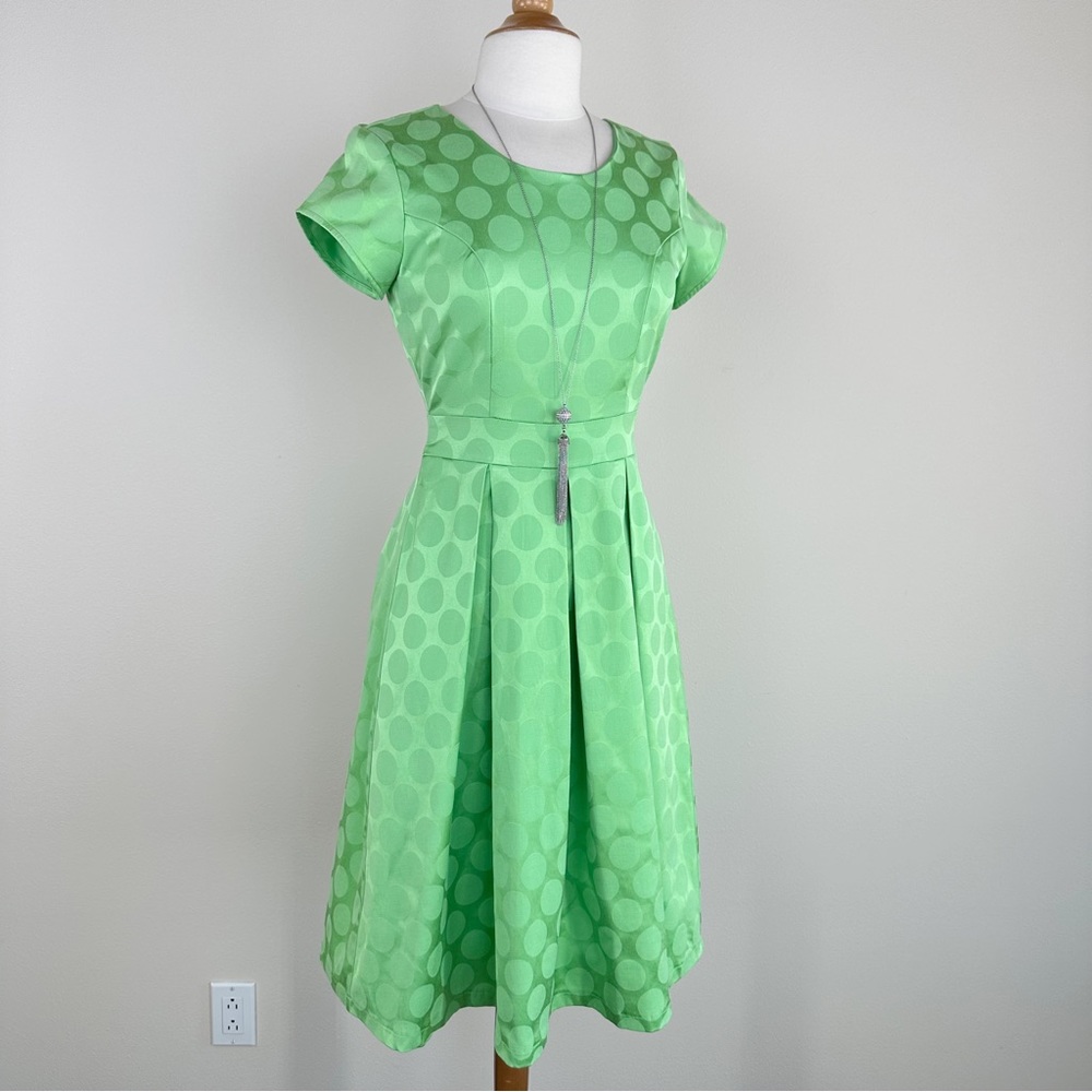DownEast Size S Fit & Flare Apple Green Midi Dress